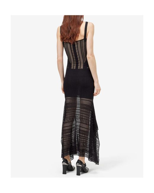 McQueen Black Viscose Knit Lace Dress