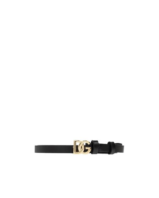 Dolce & Gabbana White Dg Logo Buckle Belt