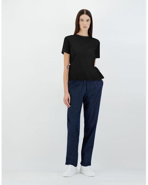 Herno Black Contrast-Panel Drawstring Waist T-Shirt