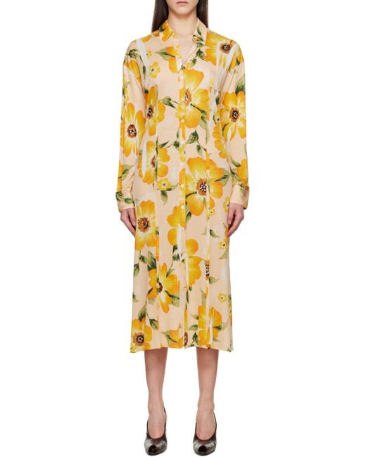 Acne Metallic Floral-Print Midi Dress