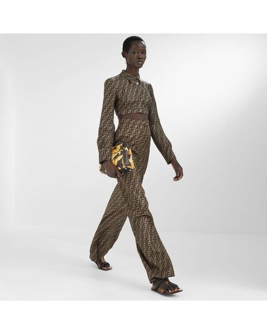 Fendi Natural Allover Ff Printed Straight-Leg Pants
