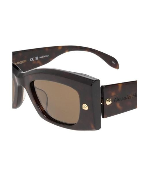McQueen White Eyewear Rectangle Frame Sunglasses