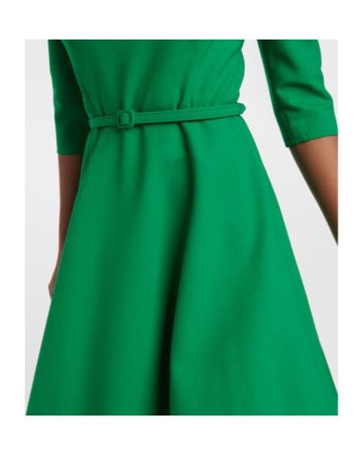 Oscar de la Renta Green Wool-Blend Midi Dress