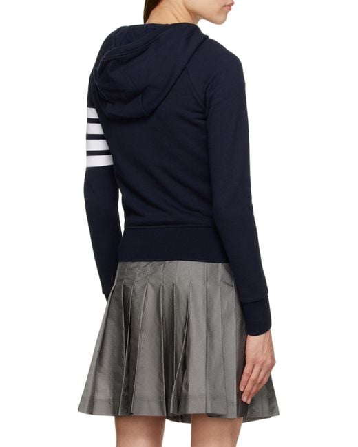 Thom Browne Blue 4-Bar Striped Zip-Up Hoodie