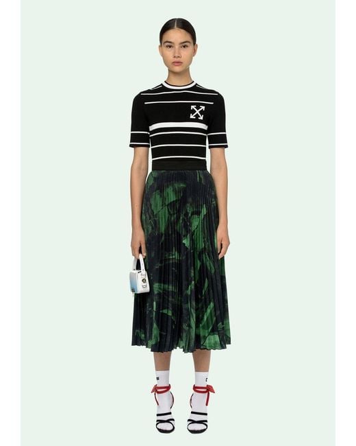 Off-White c/o Virgil Abloh Green Graphic Printed Pleated Skirt