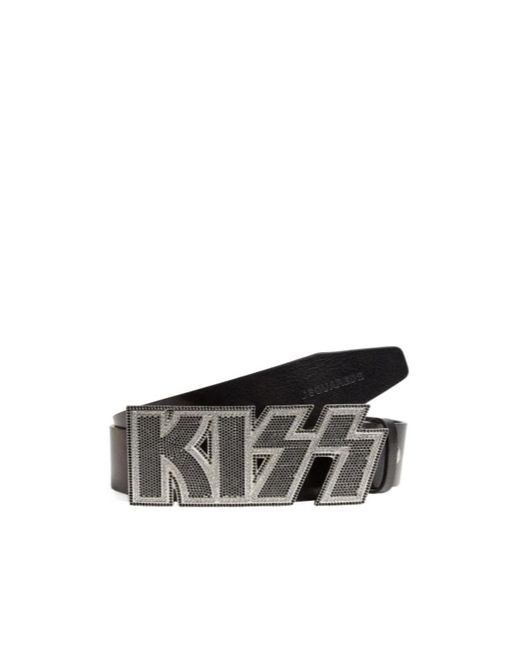 DSquared² White Rhinestone-Embellished Buckle Belt for men