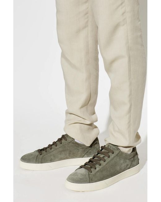 Tod's Green Logo Printed Round Toe Sneakers for men