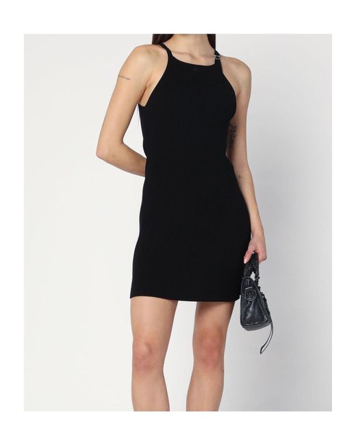 Courreges Black Ribbed Mini Dress