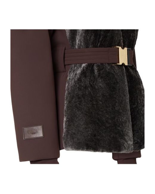 Fendi Black Technical Fabric And Shearling Down Jacket