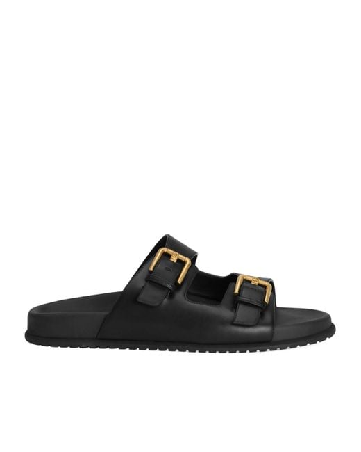 Dolce & Gabbana Black Hawaii Logo Buckle Sandals