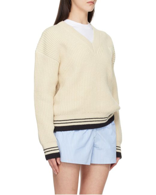 AMI Natural Long-Sleeved V-Neck Jumper for men