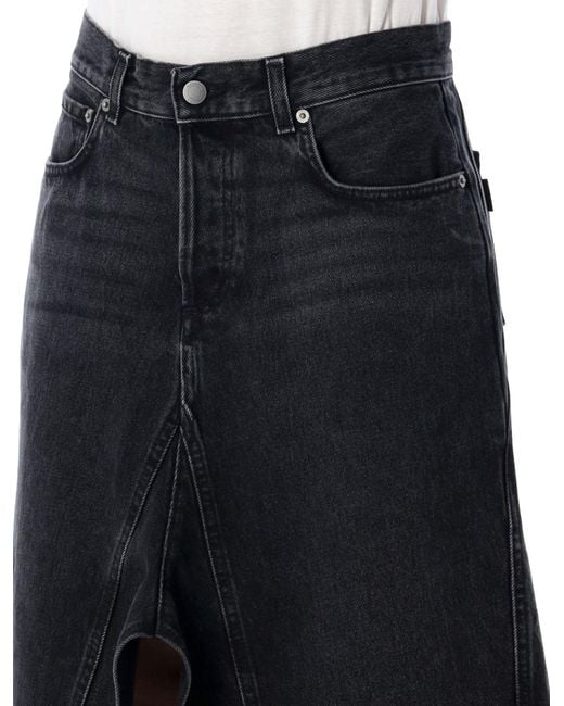 Haikure Black Stacy Slit-Detailed Denim Skirt