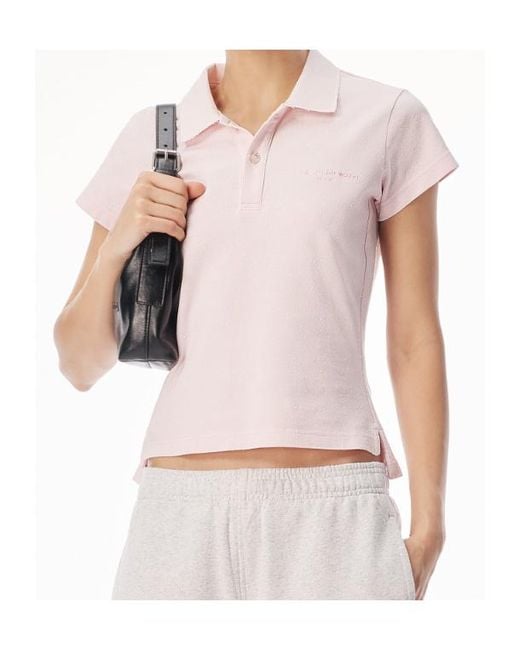 Alexander Wang Pink Embellished Short-Sleeved Polo Shirt