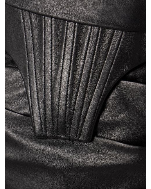 Alex Perry Black Strapless Ruched Leather Dress