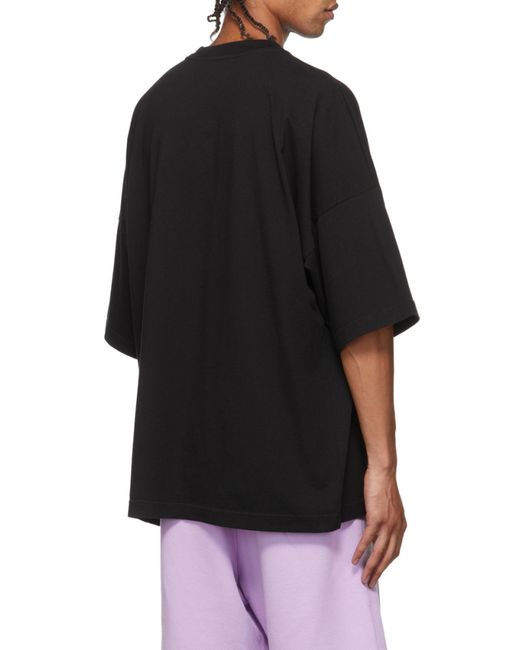 Palm Angels Black Spray Heart Cotton T-Shirt for men