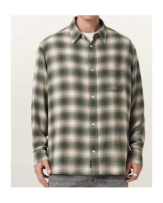 AllSaints Green Lumley Check-Pattern Shirt for men