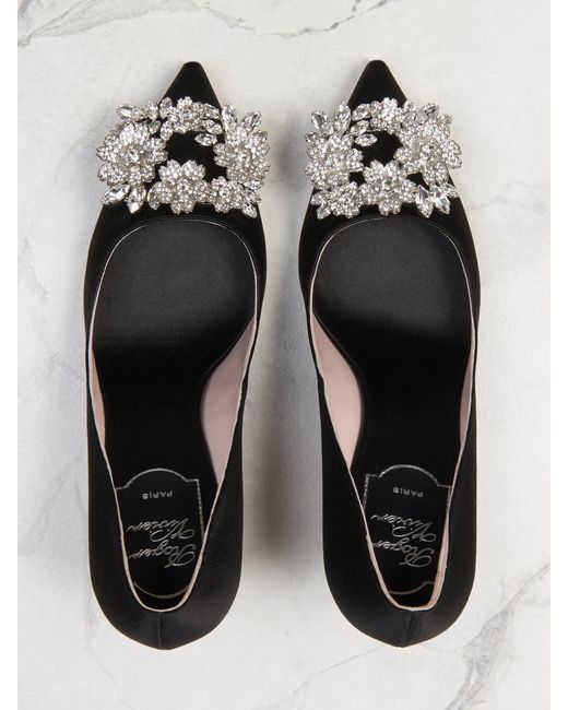 Roger Vivier Black Bouquet Strass 85Mm Buckle Pumps