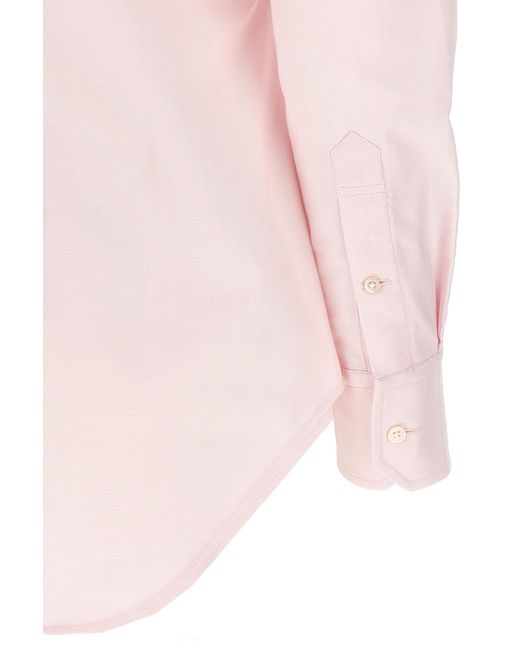 Thom Browne Pink Rwb Striped Buttoned Shirt