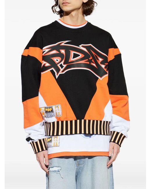 PDF CHANNEL Black Striped Graphic-Print Sweatshirt for men