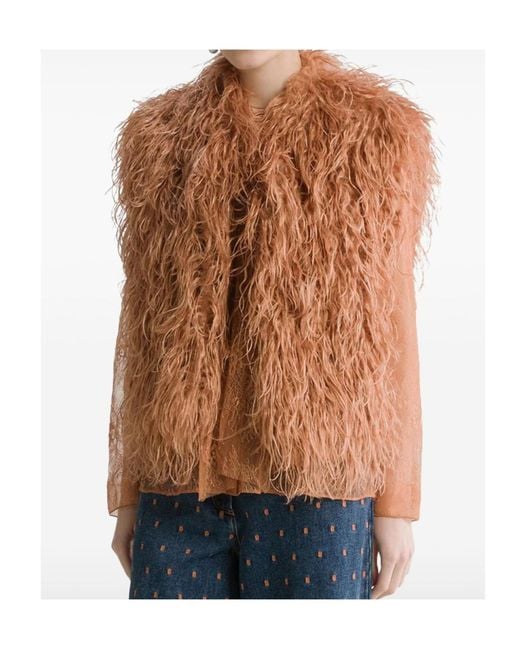 Forte_forte Brown Mongolian Shaggy-Texture Sleeveless Jacket