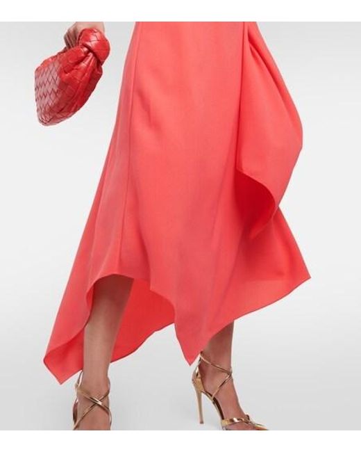 Roksanda Red Pascale Cape-Detail Crepe Maxi Dress