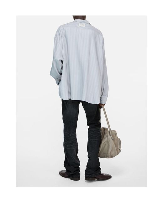 Acne White Striped Button-Up Shirt for men
