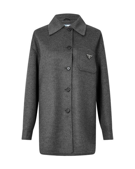 Prada Gray Wool And Cashmere Blended Coat