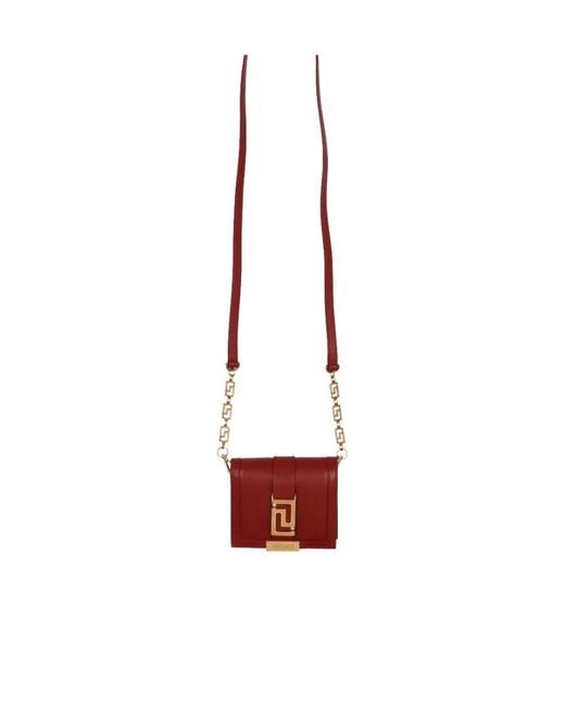 Versace Red Greca-Plaque Detail Wallet