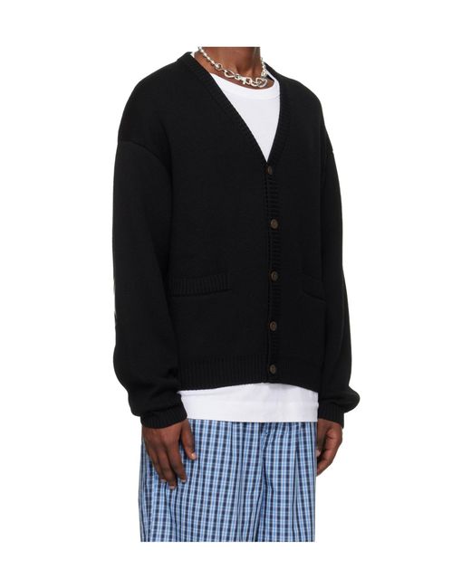 Vetements Black Wool Long-Sleeved Knit Cardigan for men