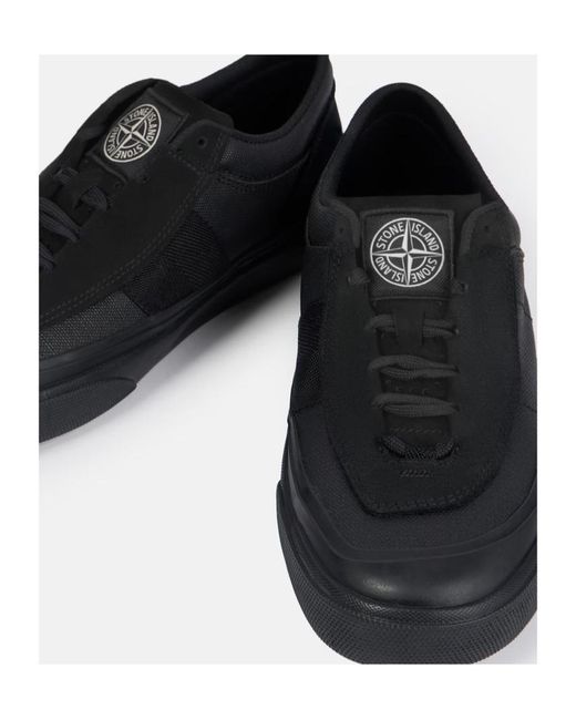 Stone Island Black Low-Top Trainers With Compass Logo Patch for men