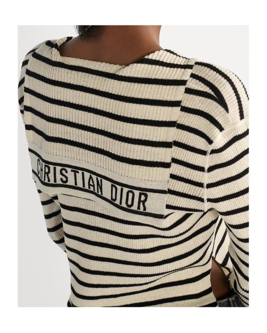 Dior Blue Striped V-Neck Jumper