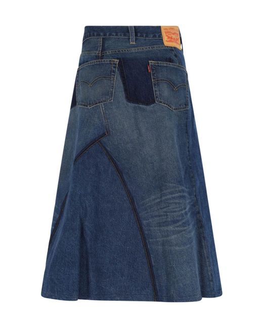 Junya Watanabe Blue X Levis Asymmetric Denim Skirt