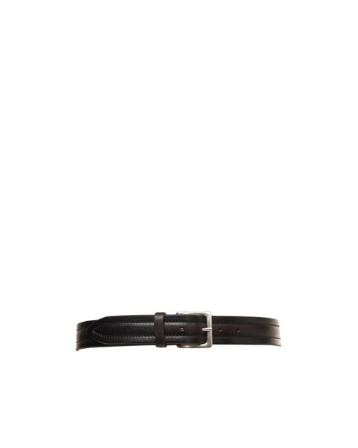 Orciani White Leather Belt With Raised Seams for men