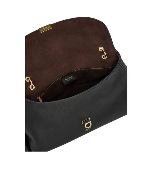 Ferragamo Black Gancini Handbag (L)
