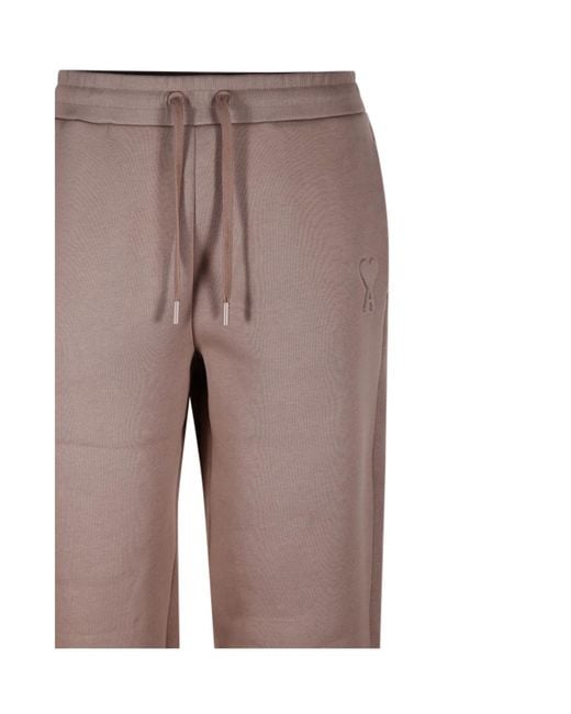 AMI Brown Ami Logo Embossed Drawstring Track Pants for men
