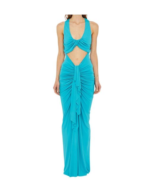 Christopher Esber Vivenda Draped Cut-Out Dress in Blue | Lyst Christopher Esber Vivenda Draped Cut-Out Dress in Blue | Lyst