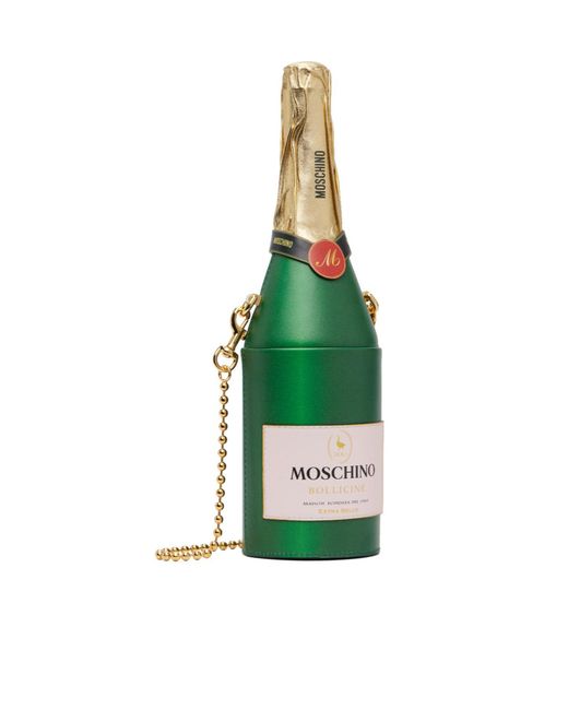 Moschino Green Champagne Bottle Chain Shoulder Bag