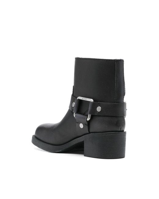 Ash Black Thick Heeled Short Boots