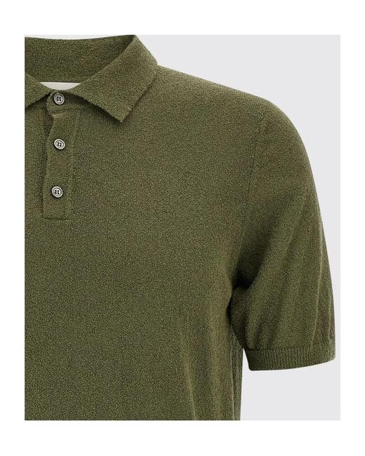 Roberto Collina Green Textured Knit Polo Shirt for men
