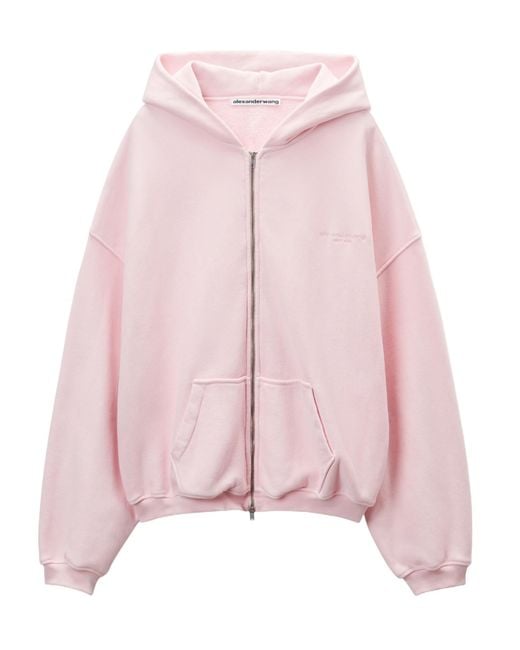 Alexander Wang Pink Logo-Detail Zip-Up Hoodie