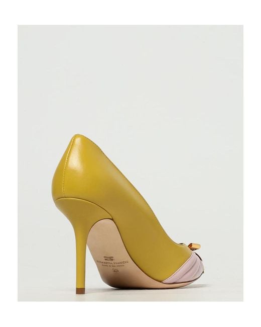 Elisabetta Franchi Metallic Bow Detail High Heels