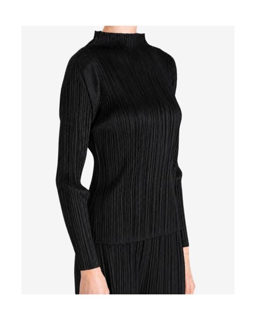 Pleats Please Issey Miyake Black Pleats Please Issey Miyake Basics Funnel Neck Long Sleeve Shirt