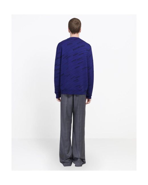 Balenciaga Blue Diagonal Logo Sweater for men