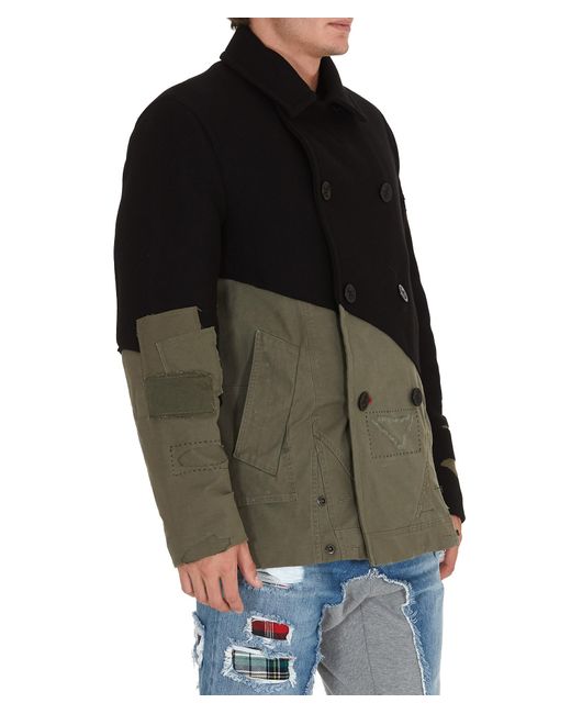 Paul & Shark Black Double-Breasted Wool Splicing Jacket for men