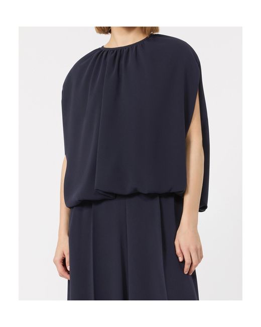 Max Mara Blue Gathered Blouse