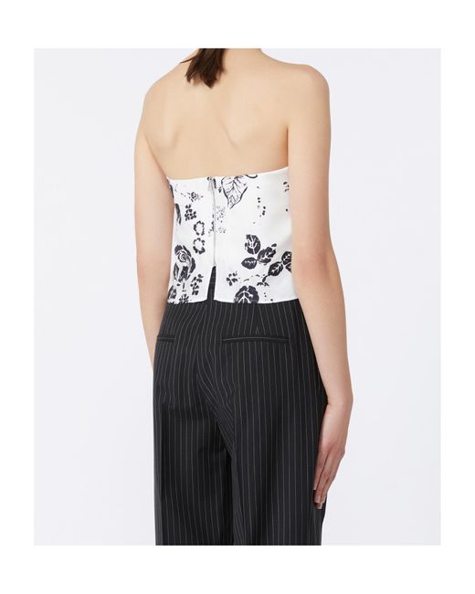 Max Mara White Printed Silk Corset Top