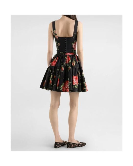 Dolce & Gabbana Red Roses Bouquet Print Bustier Top