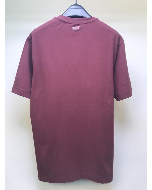 Armani Collezioni Purple Logo Printed Round-Collar Short-Sleeved T-Shirt for men