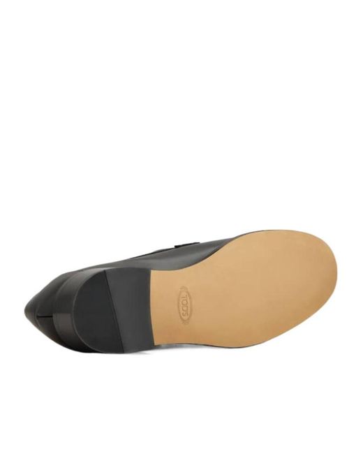 Tod's Black Logo Engraved Loafers