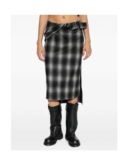 IRO Black Plaid Skirt